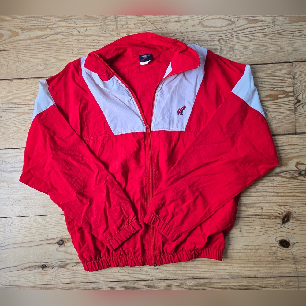 Speedo Red White Vintage Windbreaker Jacket Medium